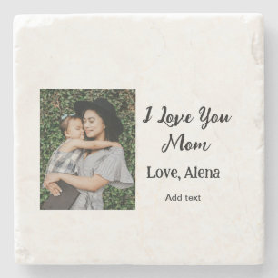 Posavasos De Piedra Te amo el día de mamá elegante agregar texto de fo