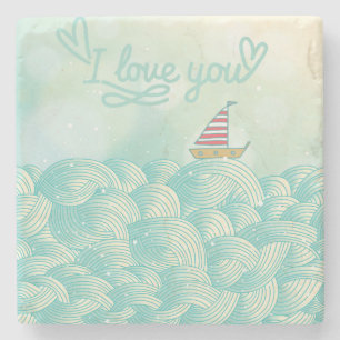 Posavasos De Piedra Te amo velero