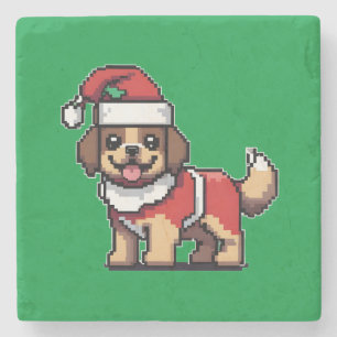 Posavasos De Piedra Te deseamos una feliz navidad con una linda santa