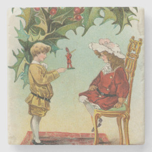 Posavasos De Piedra Te Deseo una Feliz Navidad - postal vintage