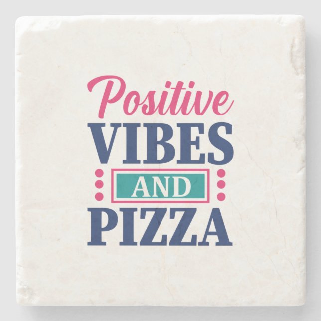 Posavasos De Piedra Teacher Art Positive Vibes Y Pizza (Anverso)
