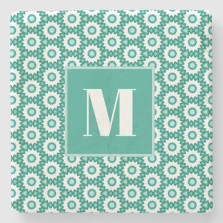 Posavasos De Piedra Teal and Turquoise Initial Stone Coaster