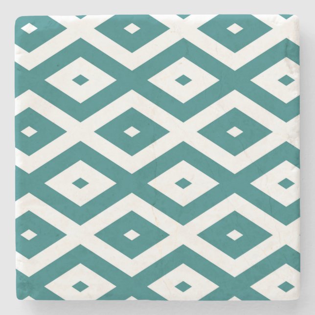 Posavasos De Piedra Teal and white diamond pattern (Anverso)