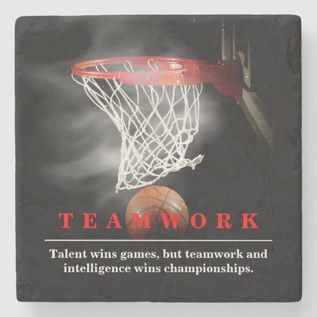 Posavasos De Piedra Teamwork Basketball Motivational Inspirational (Anverso)