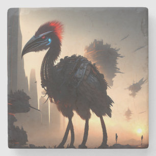 Posavasos De Piedra "Techno-Feathers: The Futuristic Emu Robot"