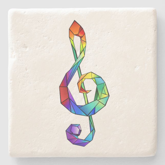 Posavasos De Piedra Tecla musical arcoiris tremendo clef (Anverso)