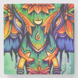 Posavasos De Piedra Teja de la mandala del PODER