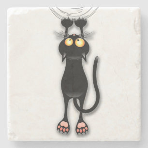 Posavasos De Piedra Tejido de caracteres divertidos de gato