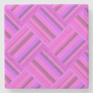 Posavasos De Piedra Tejido de rayas rosadas diagonal patrón