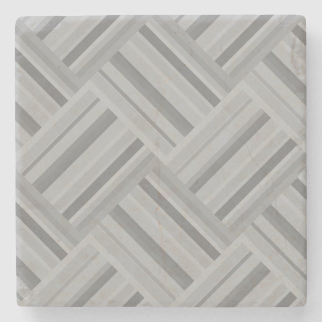 Posavasos De Piedra Tejido diagonal de rayas grises (Anverso)