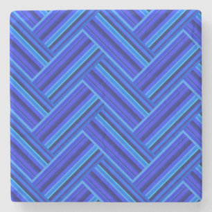 Posavasos De Piedra Tejidos de doble trama de franjas azules