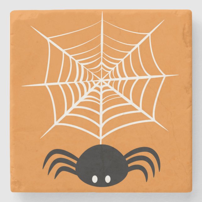 Posavasos De Piedra Telaraña de Halloween  (Anverso)