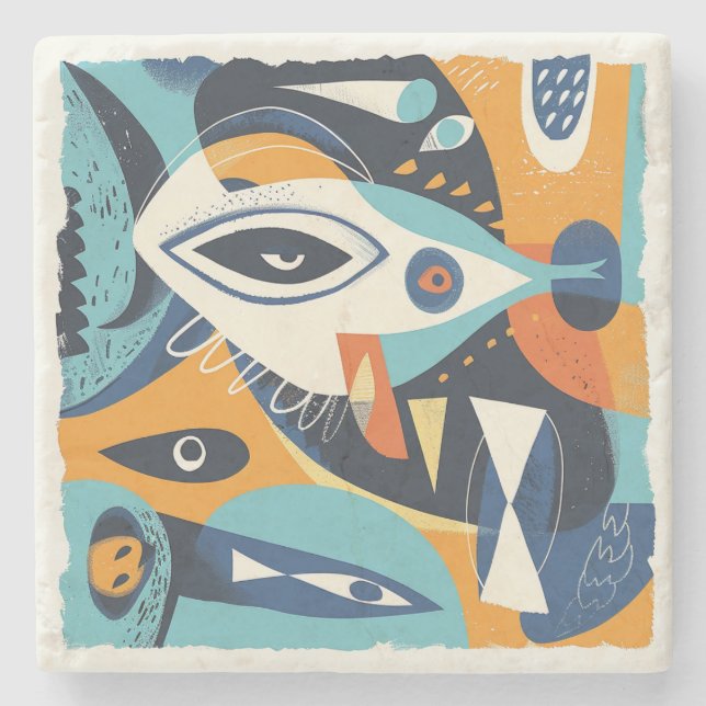 Posavasos De Piedra Tema 2 del mar de la montaña rusa de piedra (Anverso)