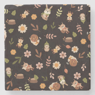 Posavasos De Piedra Tema del otoño de Woodland Fox