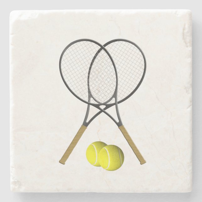 Posavasos De Piedra Tema deportivo del Doubles Tennis (Anverso)