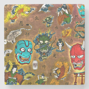 Posavasos De Piedra Tema japonés