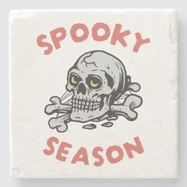 Posavasos De Piedra Temblorosa temporada Scary Skull Halloween (Anverso)