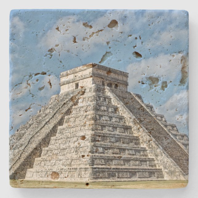 Posavasos De Piedra Templo de Kukulcán, Pirámide, Chichen Itza, México (Anverso)
