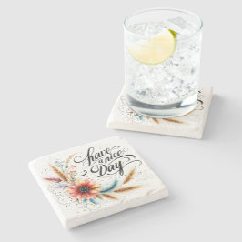 Posavasos De Piedra Ten un buen día floral