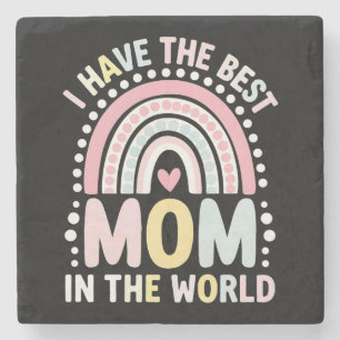 Posavasos De Piedra Tengo la mejor mamá del mundo Boho Arcoíris