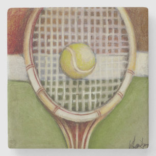 Posavasos De Piedra Tenis Racket con bolas en pista