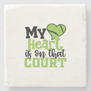 Posavasos De Piedra Tennis Player My HeartIs On That Court
