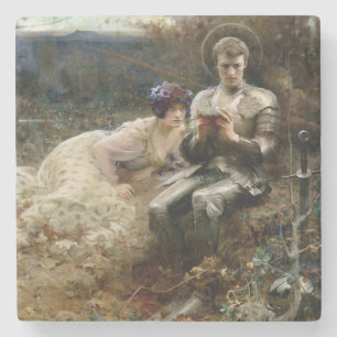 Posavasos De Piedra Tentación de Sir Percival (caballero medieval)