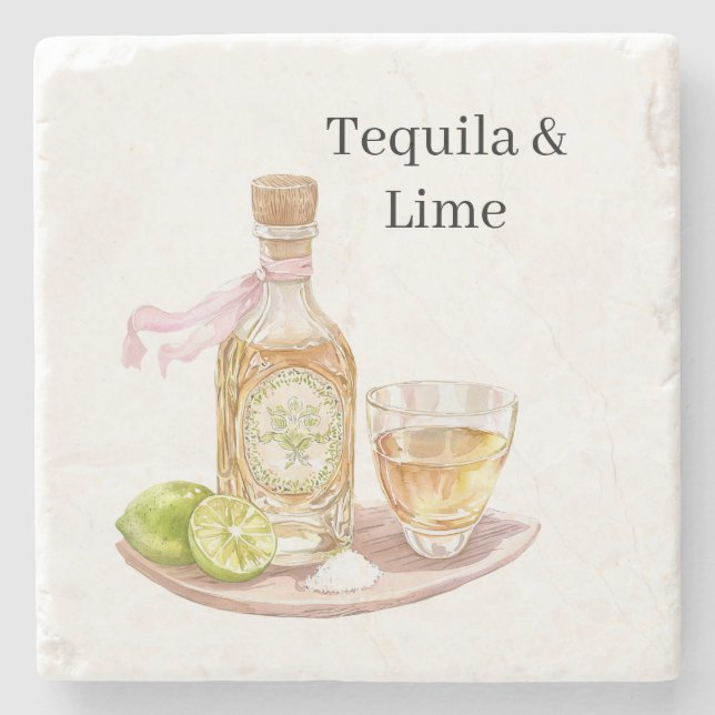 Posavasos De Piedra Tequila y lima (Anverso)