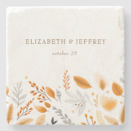 Posavasos De Piedra Terracotta Modern Script Elegant Fall Wedding