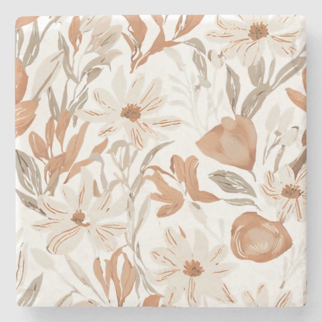 Posavasos De Piedra Terracotta Wildflower Rustic Boho Bebe Accesorio (Anverso)