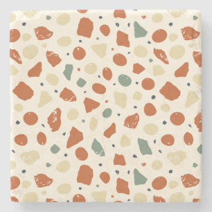 Posavasos De Piedra Terrazo Orgánico Moderno Mosaico de Piedra Abstr