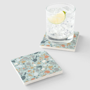 Posavasos De Piedra Terrazzo En Azul