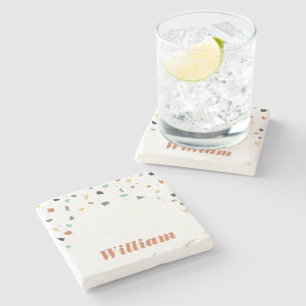 Posavasos De Piedra Terrazzo Tile Confetti Tones de la Tierra al estil