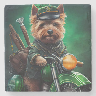 Posavasos De Piedra Terrier australiano conduciendo bicicleta Día de S