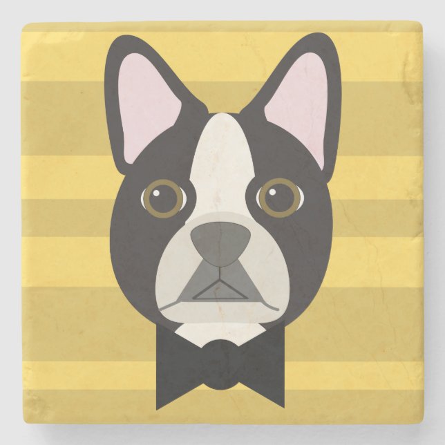 Posavasos De Piedra Terrier de Boston (Anverso)