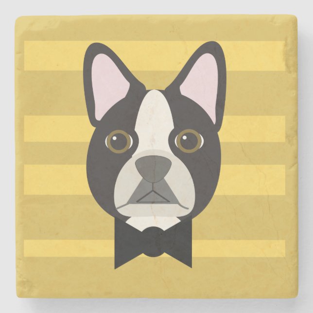 Posavasos De Piedra Terrier de Boston (Anverso)