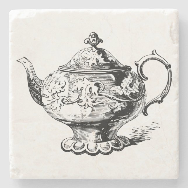 Posavasos De Piedra Tetera de época elegante (Anverso)