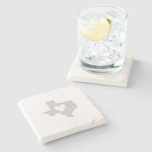 Posavasos De Piedra Texas Map Shape with Heart Texan Lone Star Love