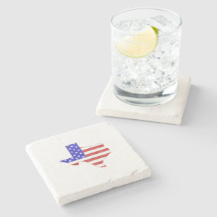 Posavasos De Piedra Texas Map Shaped American Flag Patriotic