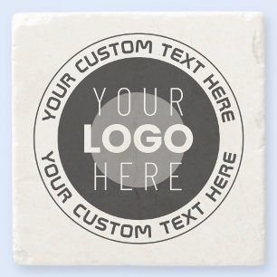 Posavasos De Piedra Texto circular editable y logotipo reemplazable