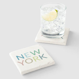 Posavasos De Piedra Texto colorido de Nueva York