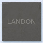Posavasos De Piedra Texto de personalizable | Negra y gris oscuro<br><div class="desc">Audaz aspecto contemporáneo.</div>