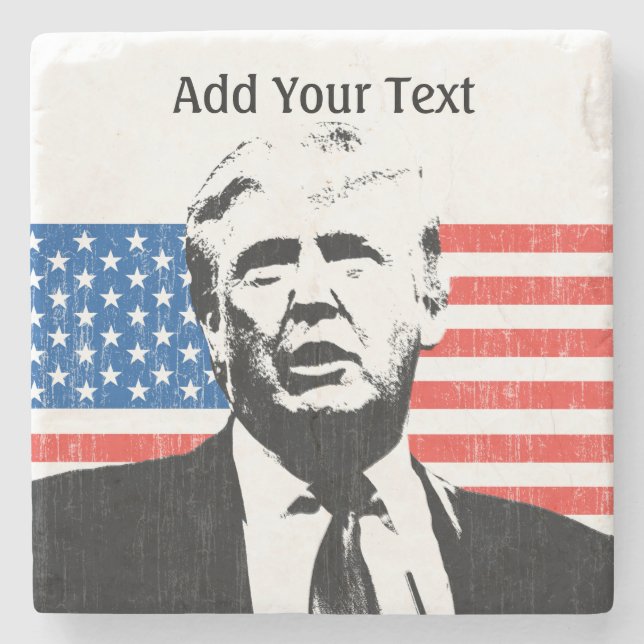Posavasos De Piedra Texto de Personalizado de la bandera estadounidens (Anverso)