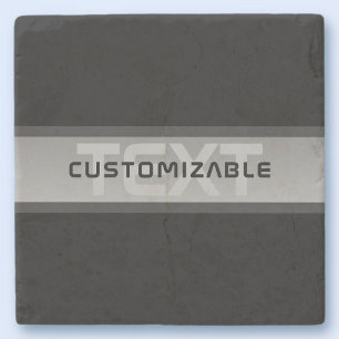 Posavasos De Piedra Texto en capas personalizable moderno Negro y gr