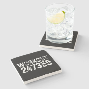Posavasos De Piedra Texto grabado y desgastado Workout 247365 white