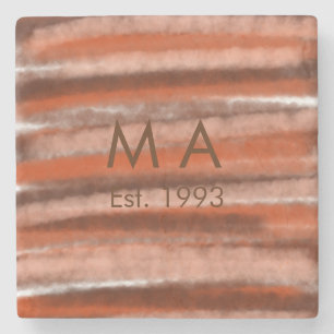 Posavasos De Piedra texto marrón rústico boho añadir nombre letra año 