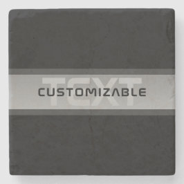 Posavasos De Piedra Texto moderno con capas de Personalizable | Negro