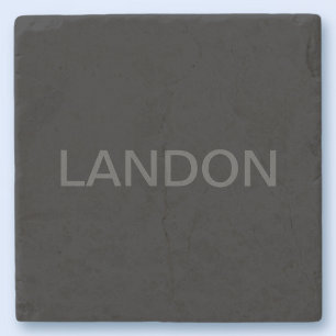 Posavasos De Piedra Texto personalizable Negro moderno en negrita y