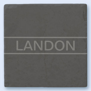 Posavasos De Piedra Texto personalizable Negro moderno en negrita y