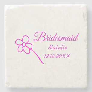 Posavasos De Piedra Texto simple minimalista rosa para dama de honor a